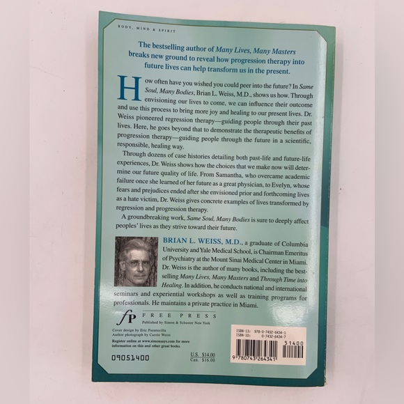 🌹New listing🌹GUC Same Soul, Many Bodies - Book by Brian L. Weiss, M.D. - Picture 3 of 3